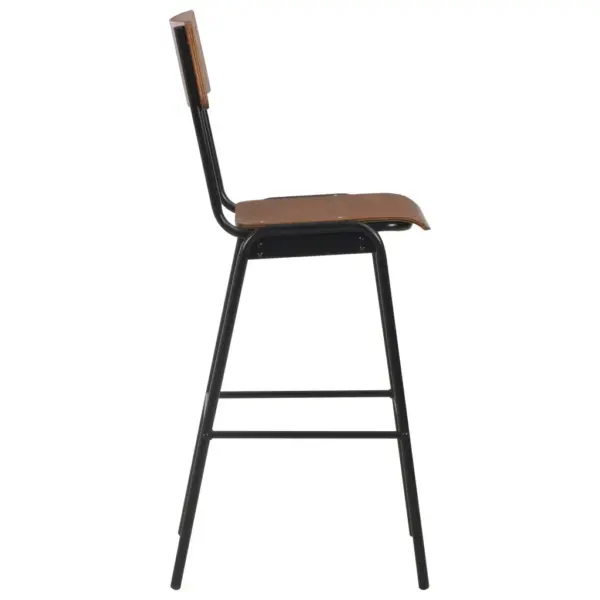 Virnastatavad baaritoolid 6 tk, vineerist iste ja must terasraam, istme kõrgus 76 cm – 4