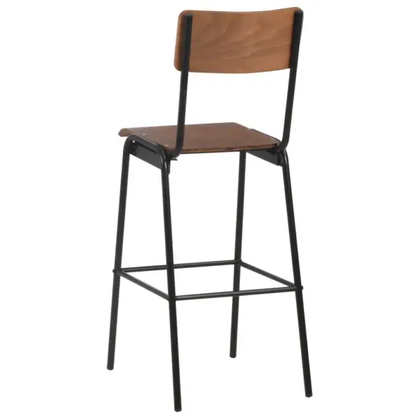 Virnastatavad baaritoolid 6 tk, vineerist iste ja must terasraam, istme kõrgus 76 cm – 5