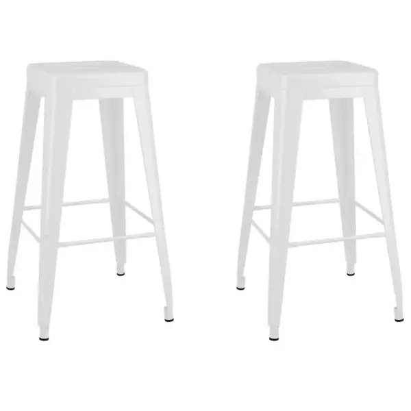 Virnastatavad metallist baaritoolid jalatoega, 2 tk, valged, 77 cm – 2