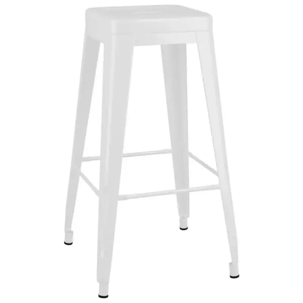 Virnastatavad metallist baaritoolid jalatoega, 2 tk, valged, 77 cm – 3