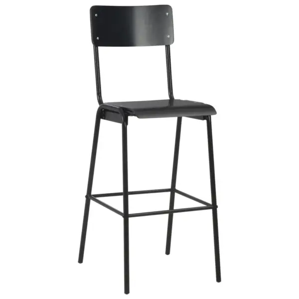 Virnastatavad baaritoolid, 6 tk, must, vineer ja pulbervärvitud teras, istme kõrgus 76 cm – 2