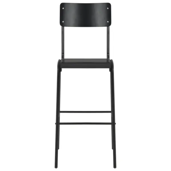 Virnastatavad baaritoolid, 6 tk, must, vineer ja pulbervärvitud teras, istme kõrgus 76 cm – 3