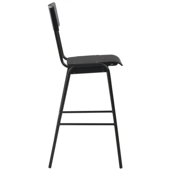 Virnastatavad baaritoolid, 6 tk, must, vineer ja pulbervärvitud teras, istme kõrgus 76 cm – 4