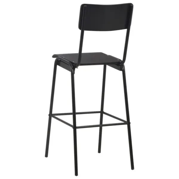 Virnastatavad baaritoolid, 6 tk, must, vineer ja pulbervärvitud teras, istme kõrgus 76 cm – 5