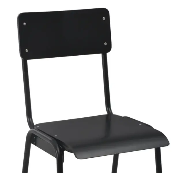 Virnastatavad baaritoolid, 6 tk, must, vineer ja pulbervärvitud teras, istme kõrgus 76 cm – 6
