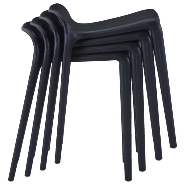 Virnastatavad plasttaburetid 4 tk, must, 36,5 x 41 x 54,5 cm – 2