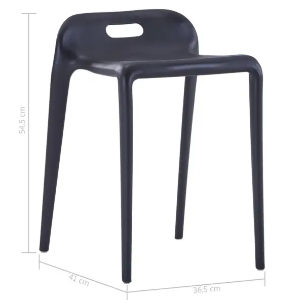 Virnastatavad plasttaburetid 4 tk, must, 36,5 x 41 x 54,5 cm – 8