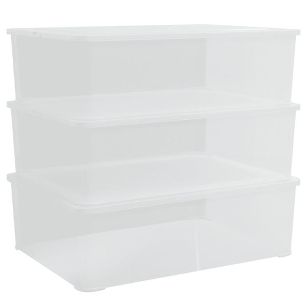 Virnastatavad läbipaistvad plastist hoiukastid, 3 tk, 25 l, 54 x 38 x 16 cm - 2