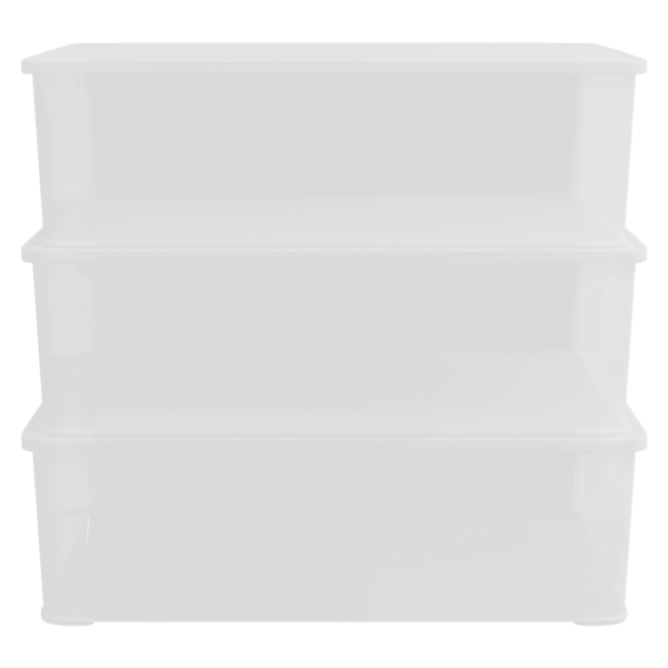 Virnastatavad läbipaistvad plastist hoiukastid, 3 tk, 25 l, 54 x 38 x 16 cm - 3