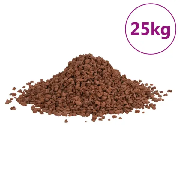 Punased vulkaanilised laavakivid akvaariumile ja aiale, 5–8 mm, 25 kg pakk – 2