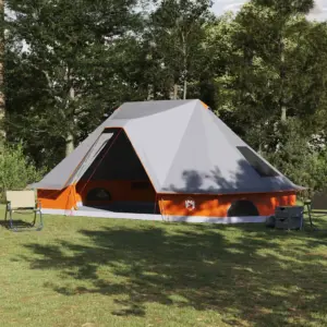 10-kohaline tipi telk katusega, hall ja oranž, taft, 680 x 430 x 270 cm