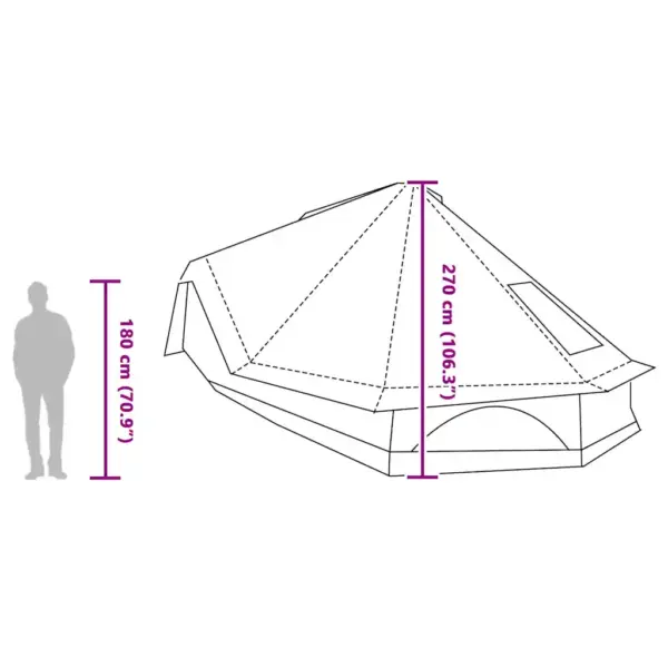 10-kohaline tipi telk katusega, hall ja oranž, taft, 680 x 430 x 270 cm – 13