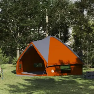 10-kohaline teepee telk, hall ja oranž, vettpidav 185T polüester, 567 x 470 x 242 cm