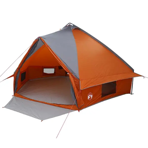 10-kohaline teepee telk, hall ja oranž, vettpidav 185T polüester, 567 x 470 x 242 cm – 2