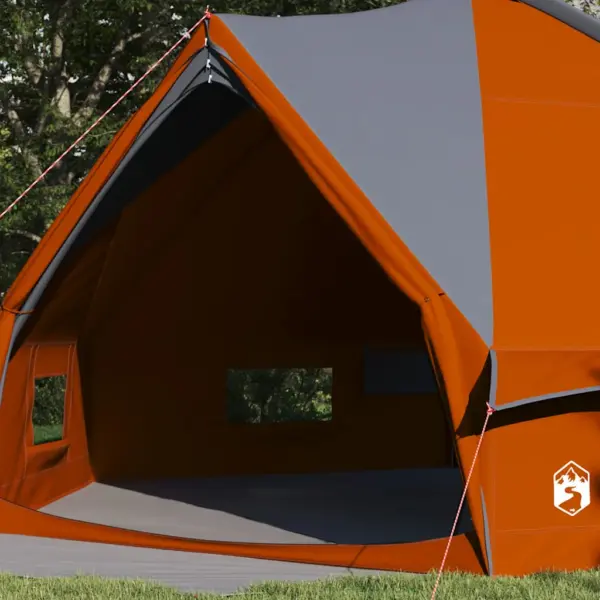 10-kohaline teepee telk, hall ja oranž, vettpidav 185T polüester, 567 x 470 x 242 cm – 3
