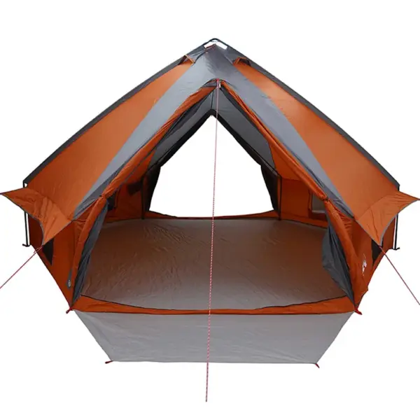 10-kohaline teepee telk, hall ja oranž, vettpidav 185T polüester, 567 x 470 x 242 cm – 5