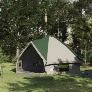 Teepee telk 10 inimesele, roheline-valge, 185T polüester, 567 x 470 x 242 cm