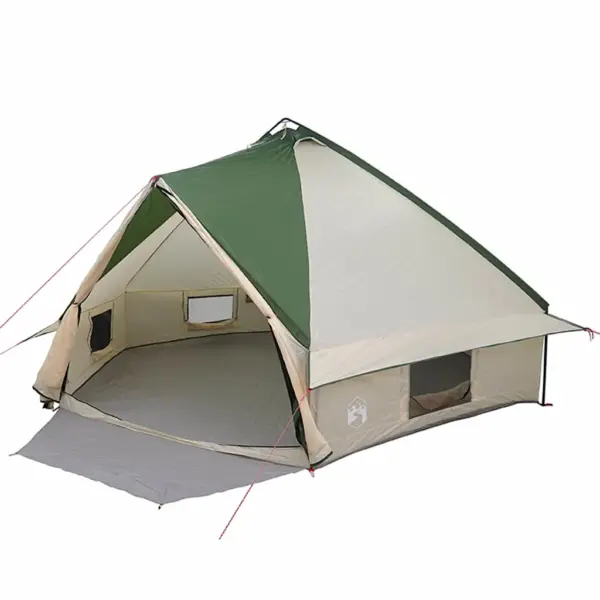 Teepee telk 10 inimesele, roheline-valge, 185T polüester, 567 x 470 x 242 cm – 2