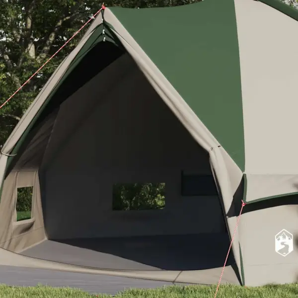Teepee telk 10 inimesele, roheline-valge, 185T polüester, 567 x 470 x 242 cm – 3
