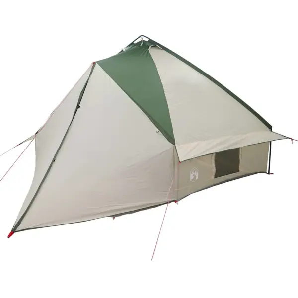 Teepee telk 10 inimesele, roheline-valge, 185T polüester, 567 x 470 x 242 cm – 4