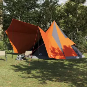 12-kohaline tipi telk varikatusega, hall ja oranž, 510 x 690 x 330 cm, taft