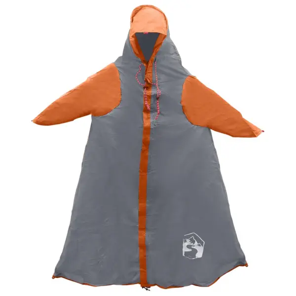 2-in-1 vihmaponcho ja varjualune kapuutsiga, hall/oranž, 262 x 126 x 130 cm – 2