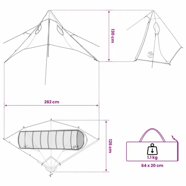 2-in-1 vihmaponcho ja varjualune kapuutsiga, hall/oranž, 262 x 126 x 130 cm – 11