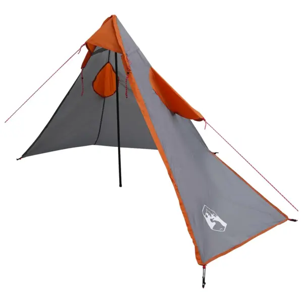 2-in-1 vihmaponcho ja varjualune kapuutsiga, hall/oranž, 262 x 126 x 130 cm – 3