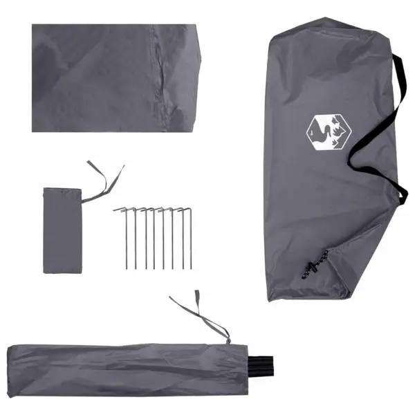 2-in-1 vihmaponcho ja varjualune kapuutsiga, hall/oranž, 262 x 126 x 130 cm – 8