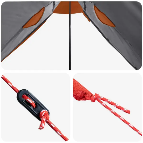 2-in-1 vihmaponcho ja varjualune kapuutsiga, hall/oranž, 262 x 126 x 130 cm – 9