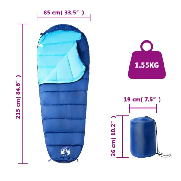 3-hooaja muumiamagamiskott täiskasvanutele, tumesinine/sinine, 215 x 85 cm, 5–15 °C – 5