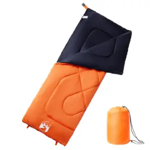 Täiskasvanute 3-hooaja magamiskott matkamiseks, oranž-must, 190 x 72 cm, kandekotiga