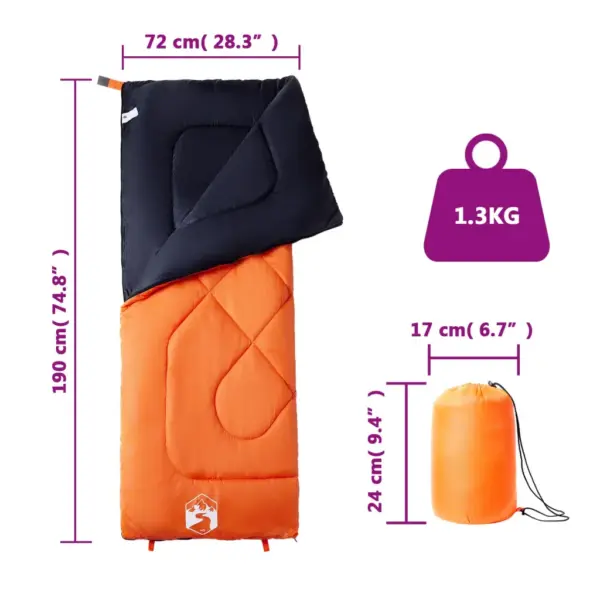 Täiskasvanute 3-hooaja magamiskott matkamiseks, oranž-must, 190 x 72 cm, kandekotiga – 5
