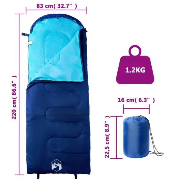 3–4 hooaja täiskasvanute magamiskott telkimiseks, tumesinine, 220 x 83 cm – 5