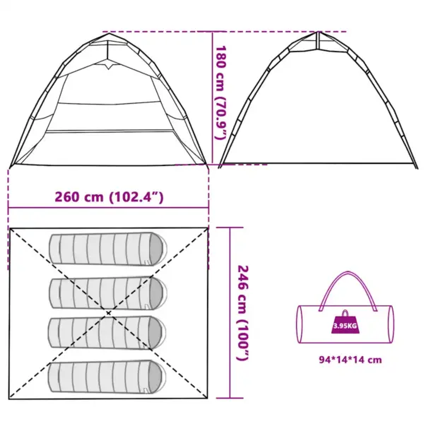 Kiirvabastusega kalastustelk 4 inimesele, kamuflaaž, 260 x 246 x 180 cm – 12