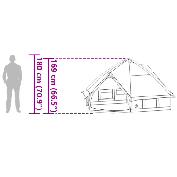 4-kohaline teepee telk, sinine ja hall, vettpidav 185T polüester, 388 x 320 x 169 cm – 13