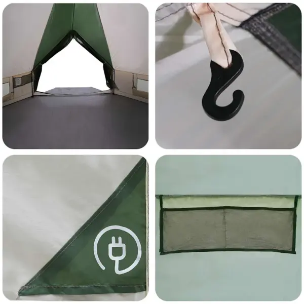 4-kohaline teepee telk, roheline/hall, 388 x 320 x 169 cm – 11