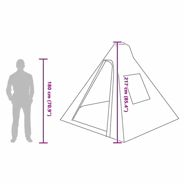 6-kohaline katusega tipi telk e-porti ja akendega, hall/oranž taft, 383 x 338 x 217 cm – 12