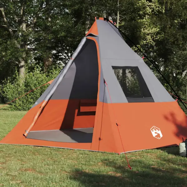 6-kohaline katusega tipi telk e-porti ja akendega, hall/oranž taft, 383 x 338 x 217 cm – 3