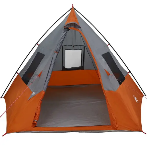 6-kohaline katusega tipi telk e-porti ja akendega, hall/oranž taft, 383 x 338 x 217 cm – 4
