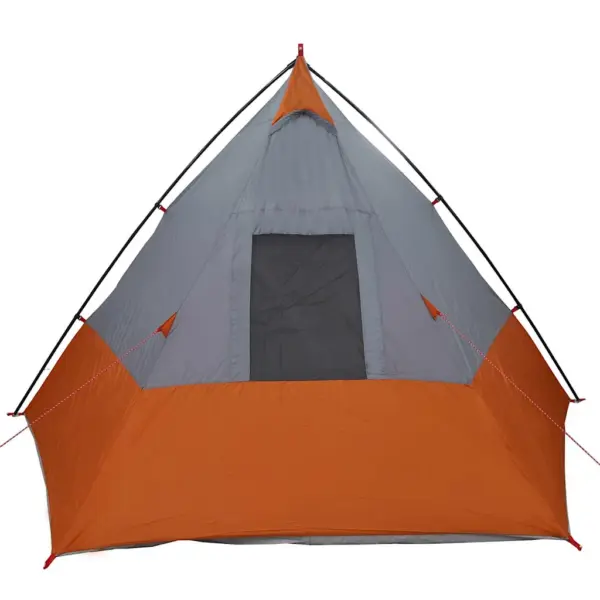 6-kohaline katusega tipi telk e-porti ja akendega, hall/oranž taft, 383 x 338 x 217 cm – 6