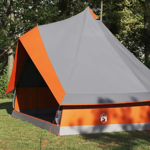 8-kohaline tipi pere telk varikatusega, hall ja oranž, taft, 400 x 346 x 250 cm – 3