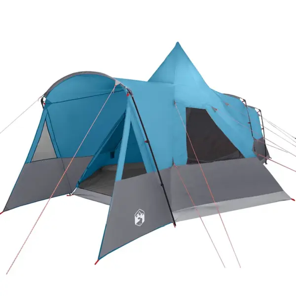 8-kohaline teepee telk katusega, sinine 185T polüester, 720 x 465 x 295 cm – 2