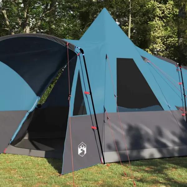 8-kohaline teepee telk katusega, sinine 185T polüester, 720 x 465 x 295 cm – 3