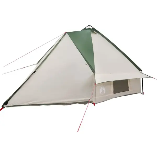 8-kohaline teepee telk, roheline ja valge, 490 x 410 x 210 cm, 185T polüester – 4
