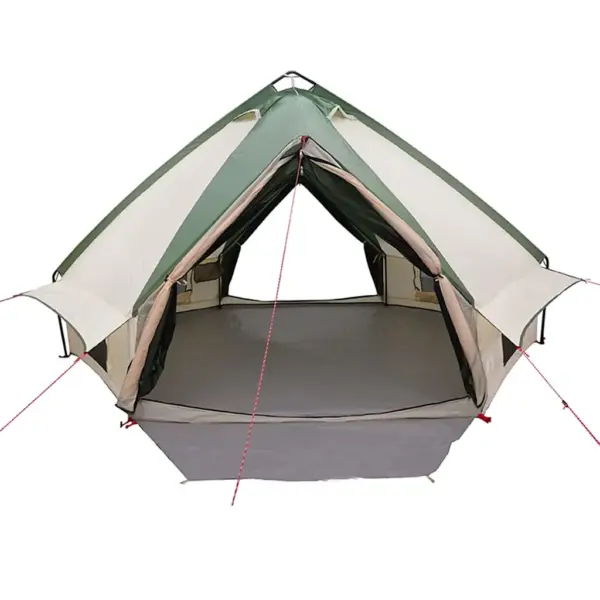 8-kohaline teepee telk, roheline ja valge, 490 x 410 x 210 cm, 185T polüester – 5
