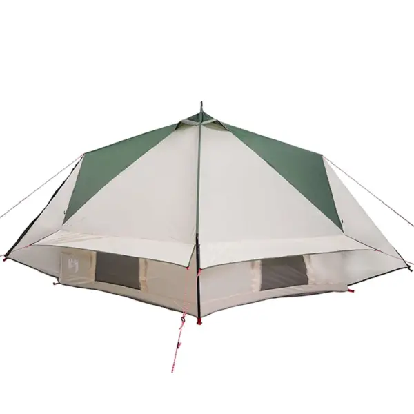 8-kohaline teepee telk, roheline ja valge, 490 x 410 x 210 cm, 185T polüester – 6