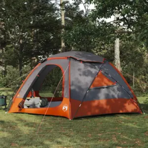 Kuplitelk eemaldatava vihmakattega, 8‑inimese, hall/oranž, 470 x 410 x 203 cm