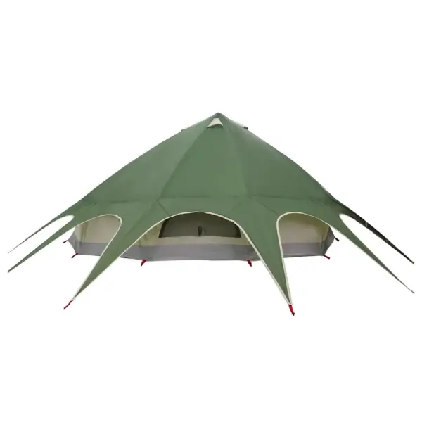 9-kohaline teepee telk, roheline-hall, veekindel polüester, 502 x 502 x 297 cm – 8