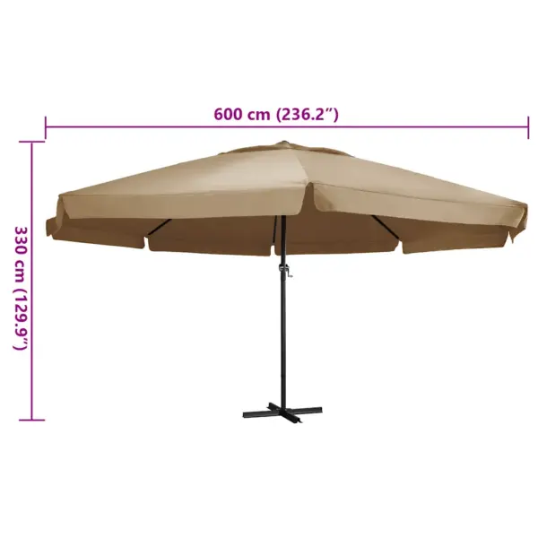 Aia päevavari alumiiniumpostiga, 600 cm, pruunikashall - 6